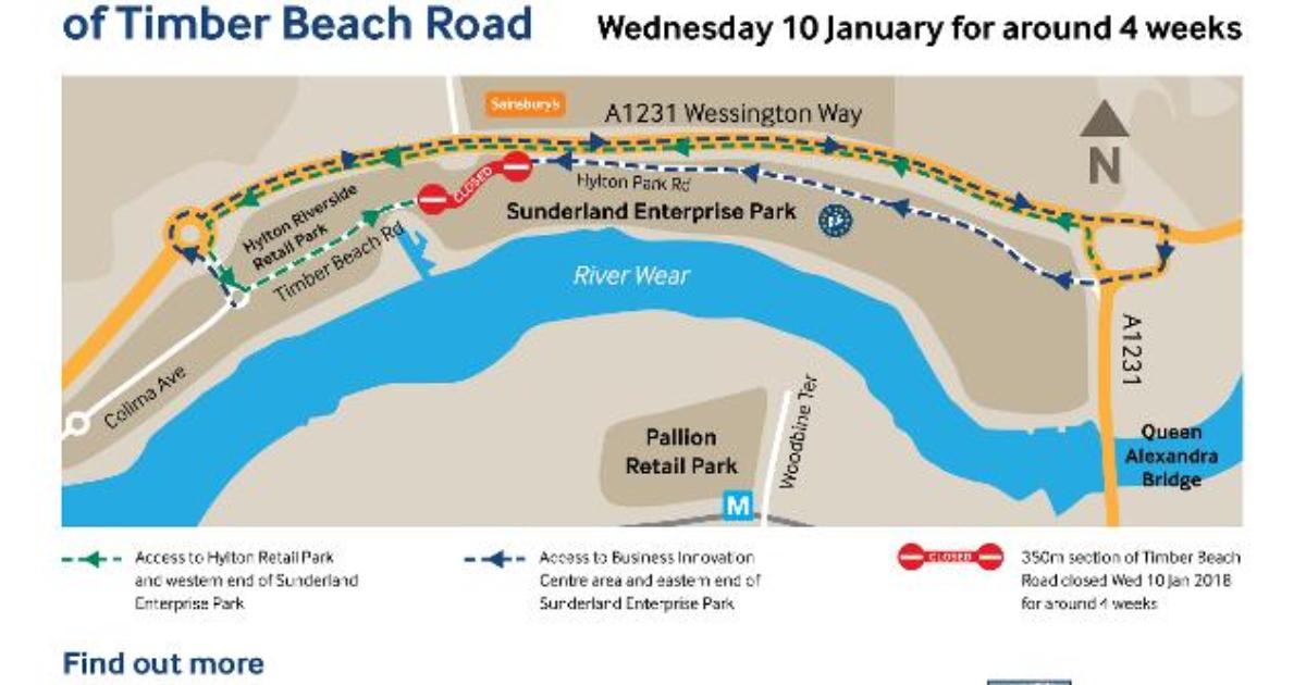 A section of main route through Sunderland Enterprise Park to close ...