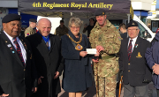 12 February 2018 - Receiving a very generous donation from WO1 Stephen Fraser of the 4 Regiment Royal Artillery Regiment towards the Mayor’s Charity Appeal Fund 2017-2018.