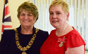 9 April 2018 - Mrs Violet Atkinson was presented with a British Empire Medal (BEM) by Her Majesty's Lord Lieutenant of Tyne and Wear, Mrs Susan Winfield OBE during a ceremony in the Mayor's Parlour at Sunderland Civic Centre.