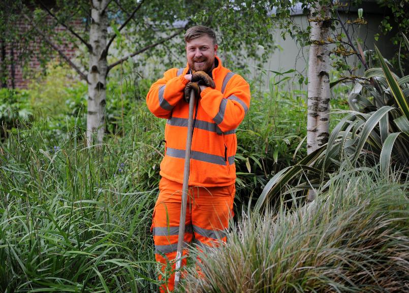 Former apprentice Joe Chipp at work in Barnes Park