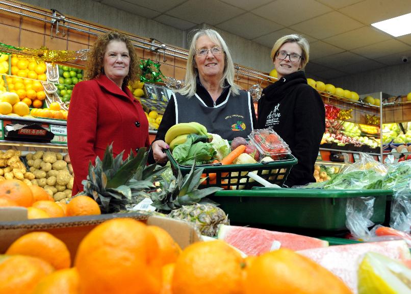 Cllr Linda Williams, Caroline Grayson from The Apple Orchard Houghton and Amy Swan from Active Families North East