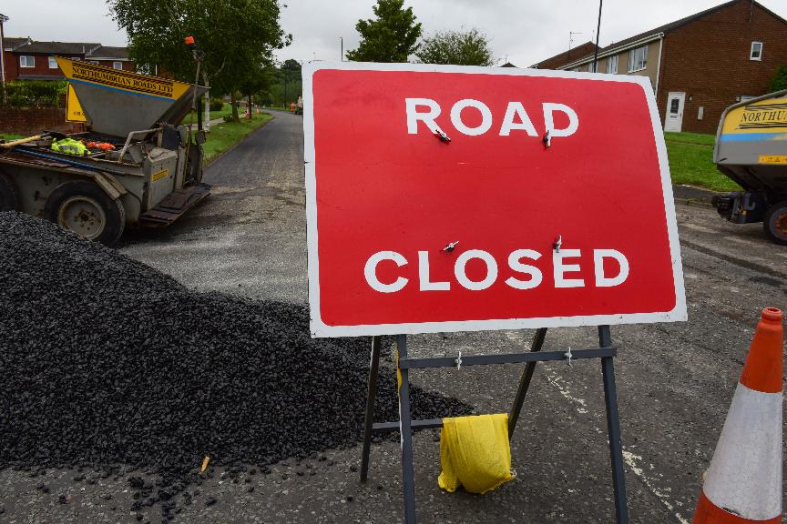 Road closed sign